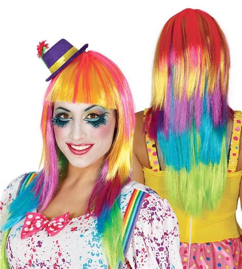 Parrucca Lunga Multicolore Clown Per