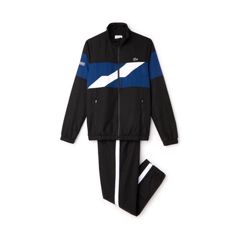 Lacoste Mens Sport Colored Bands Taffeta Tennis Tracksuit Navy Blue