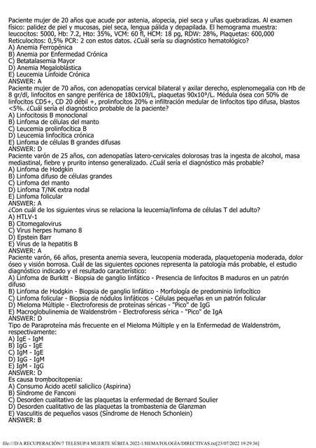 EXAMEN HEMATOLOGÍA 1 BRENDA XIOMARA TORRES TARAZONA uDocz