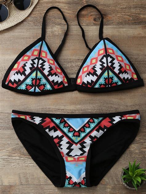 46 OFF Geometric Print Spaghetti Strap Bikini Set Rosegal