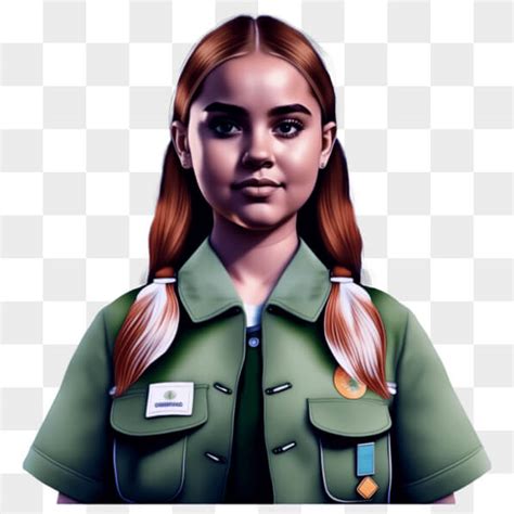 Download Girl Scout of America in Army Green Uniform with Medals PNG ...