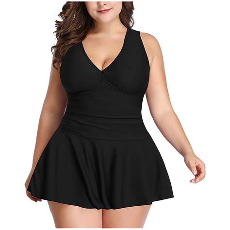 Aboser Plus Size Womens Tankini Swimsuits Sexy Push Up Swimdress With