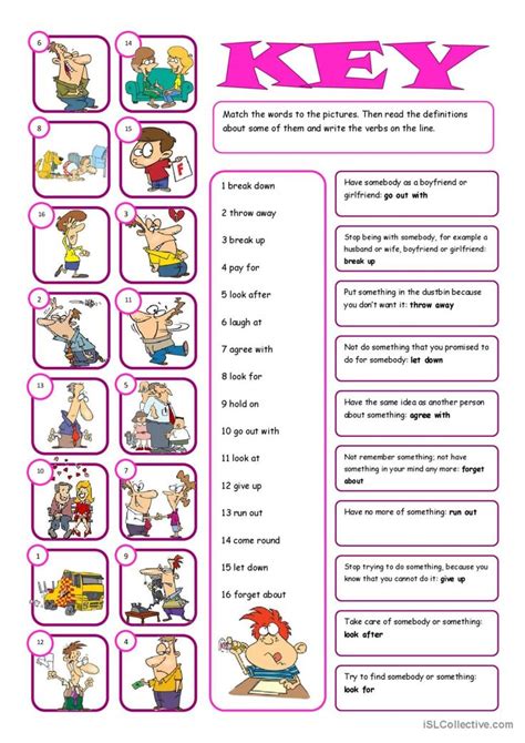 Phrasal Verbs Matching Exercise Warm English Esl Worksheets Pdf Doc