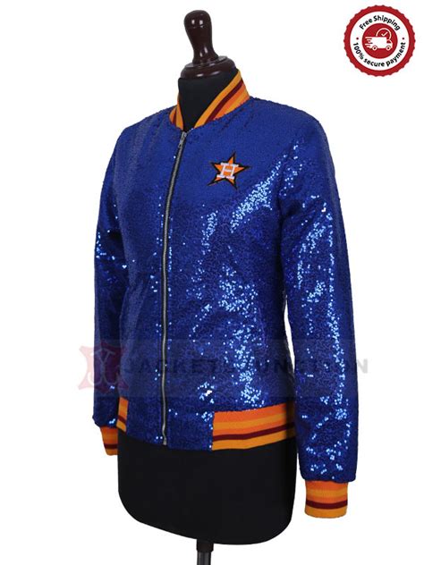 Houston Astros Sequin Jacket Blue Sparkle Gliter Jacket