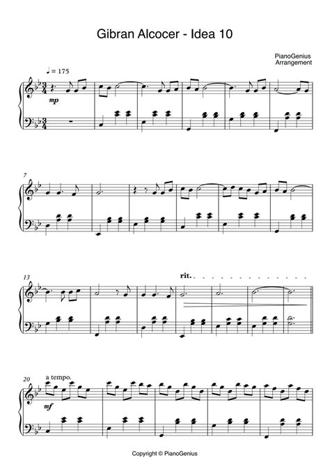 Gibran Alcocer - Idea 10 by PianoGenius Sheet