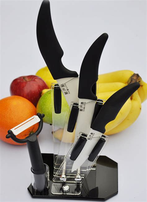 Green 3 Ceramic Fruit Knife With Peeler Knives Set China Knife Set