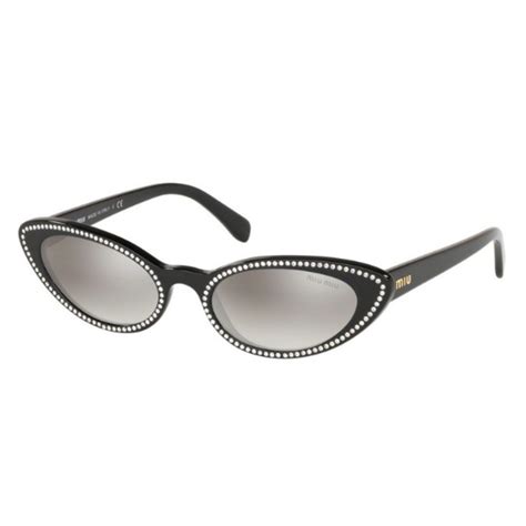 Miu Miu Accessories Miu Miu 53mm Cat Eye Black Crystal Mirrored