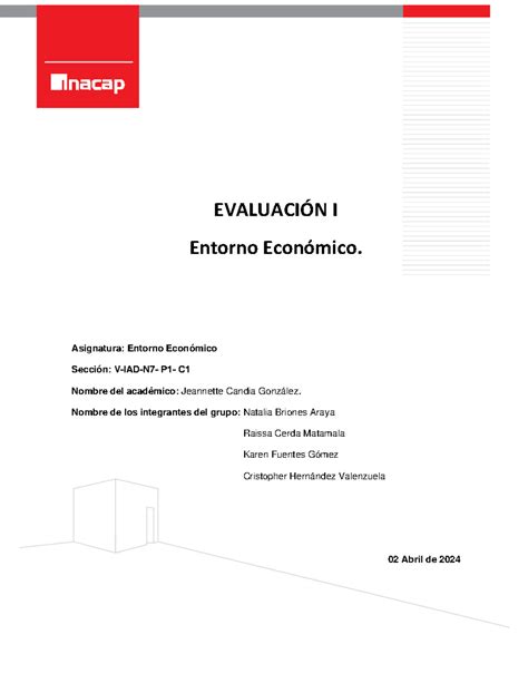 Entorno Economico Evaluacion I EVALUACIÓN I Entorno Económico