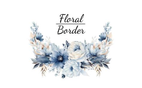 Blue Floral Border Clipart Graphic by Army Custom · Creative Fabrica