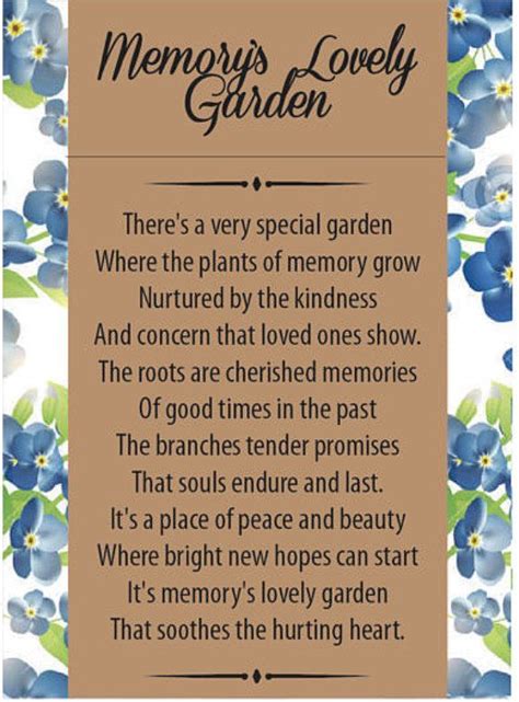 Garden Poems Forget Me Not Seeds Memorial Poems