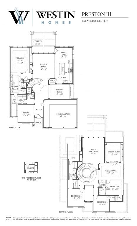 Floorplan The Preston Iii Westin Homes