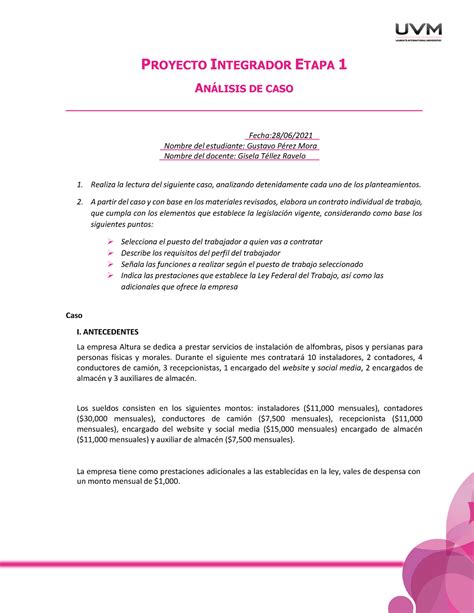 A 5 Proyecto integrador etapa 1 PROYECTO INTEGRADOR ETAPA 1 ANÁLISIS