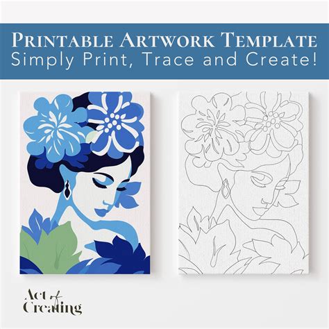 Printable Trace Artwork Template Hydrangea Lady Instant Download Tracing Page Digital File ...