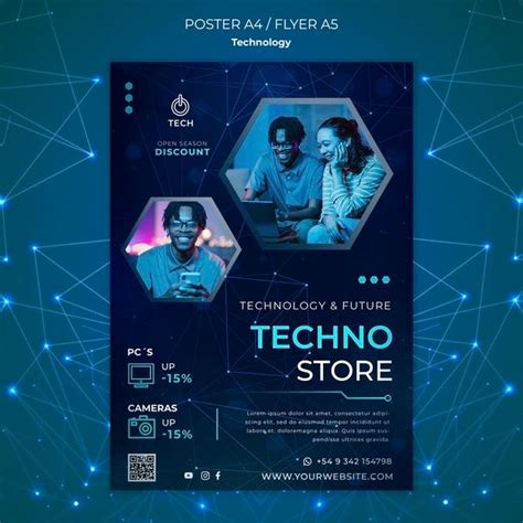 Free Psd Vertical Poster Template For Techno Store Technology