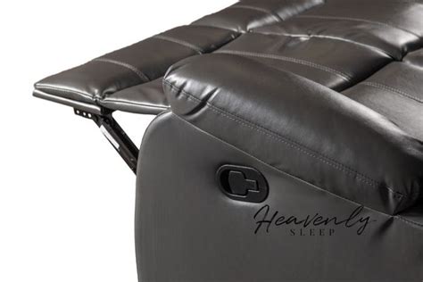 Roma Dark Grey Leather Corner Recliner Sofa | Heavenly Sleep