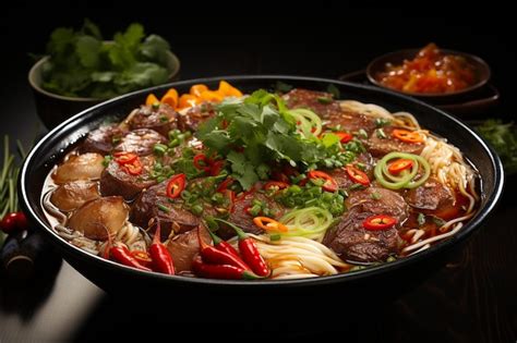 Premium AI Image Hot Serve Of Spicy Noodle Soup
