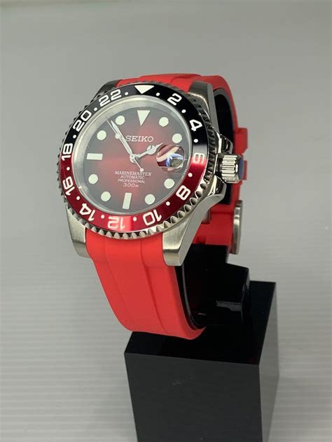 Custom Seiko Mod Red Black Coke Submariner Men S Fashion Watches