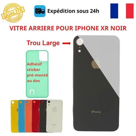 Vitre Arriere Compatible Iphone Xr Noir Adhesif Gros Trou Cdiscount