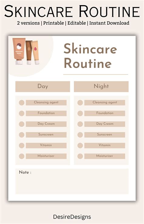 Editable Skincare Routine Skincare Routine Printable Etsy