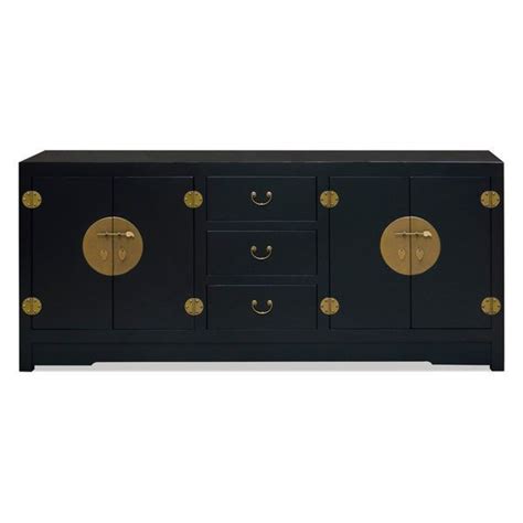 Matte Black Elmwood Chinese Grand Ming Sideboard With FREE Inside