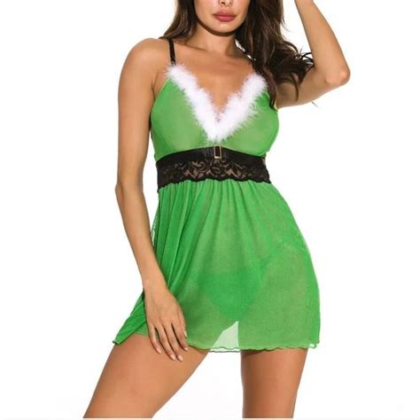 ExyFunShop Intimates Sleepwear Plussize Women Sexy Santa Christmas Lingerie Set Babydoll