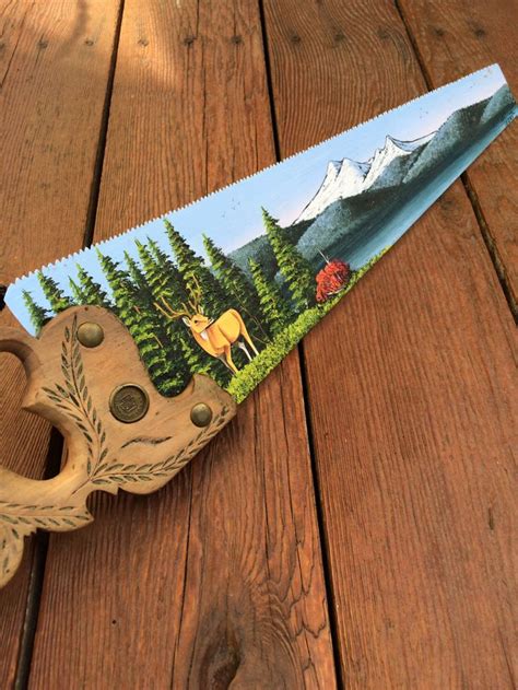 Hand Painted Hand Saw Vintage Disston And Sons Hand Saw Hand Saws