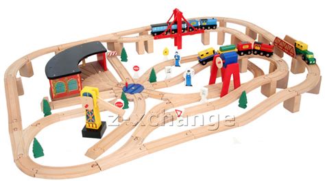 Huge 132 Pc Wooden Train Roundhouse Set Fits Thomas New Ebay