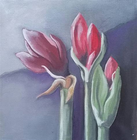 Petite Botanical Amaryllis Painting By Francine Gourguechon Saatchi Art