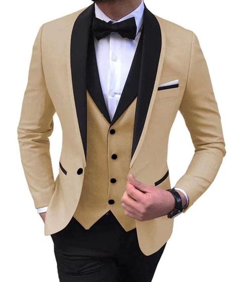 Men Beige Suit Tuxedo 3 Piece Green Designer Formal Fashion Wedding