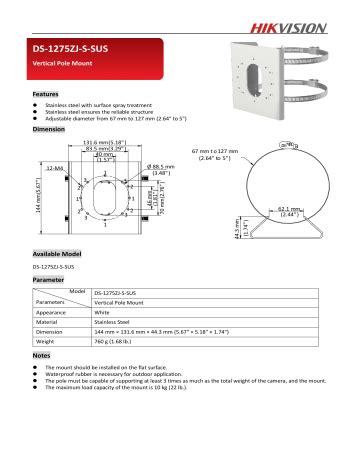 Hikvision Ds Zj S Sus Cctv Accessory Data Sheet Manualzz