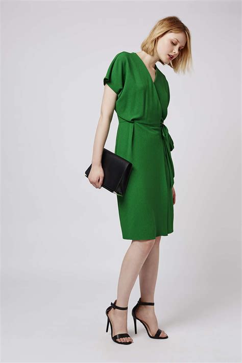 Topshop Wrap Dress In Green Lyst