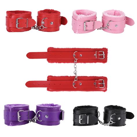 Pu Leather Adjustable Plush Handcuff Bracelet Cuff Restraints Bondage