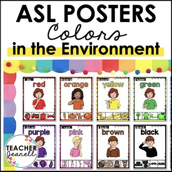 ASL American Sign Language Color Posters by Teacher Jeanell | TpT