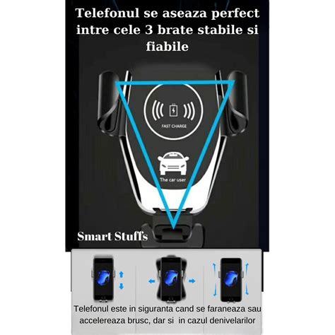 Suport Auto Cu Incarcare Wireless Smart Stuffs Fast Charger Senzor