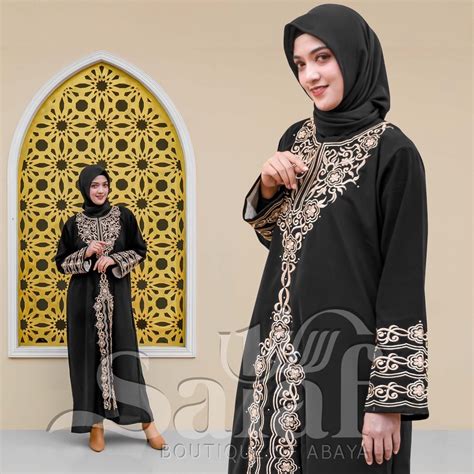 Jual Terbaru Baju Abaya Gamis Hitam Turkey Abaya Bordir Bahan Jetblack