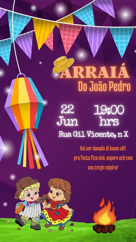 Convite Digital Festa Junina Arrai Elo Produtos Especiais