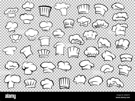 Classic Chef Toques And Baker Hats In Outline Sketch Style On Gray