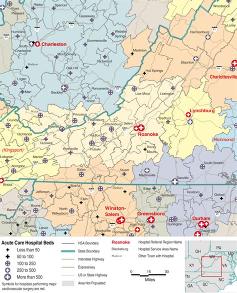 Map 1 2 Hospital Service Areas Assigned To The Lynchburg And Roanoke