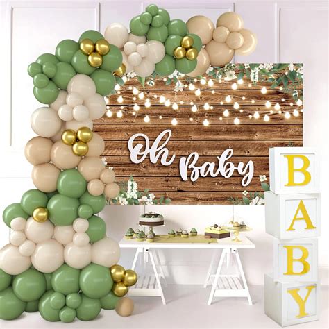 Amazon.com: Sage Green Baby Shower Decorations Kits for Boy Girl - Sage ...