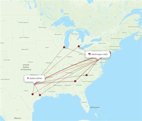 All Flight Routes From Dallas To Dulles Dfw To Iad Flight Routes