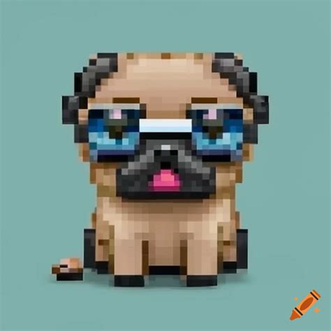 Pixel Art Of A Pug Wearing Sunglasses On Craiyon