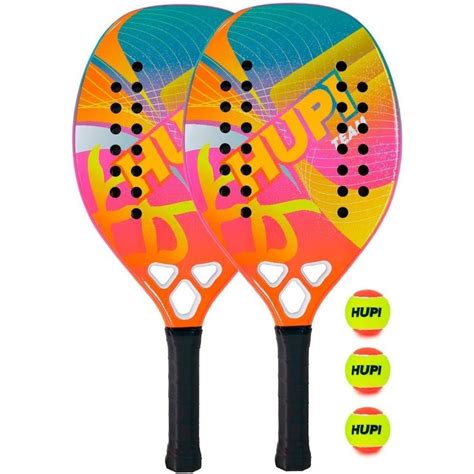 Kit De Beach Tennis Hupi Raquetes Team Carbon K Bolas Pro