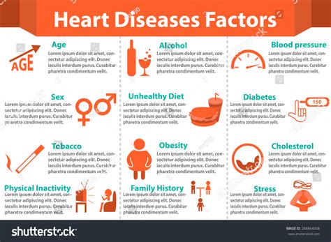 Heart Disease Factors Infographics Medical Isolated Stock Vector