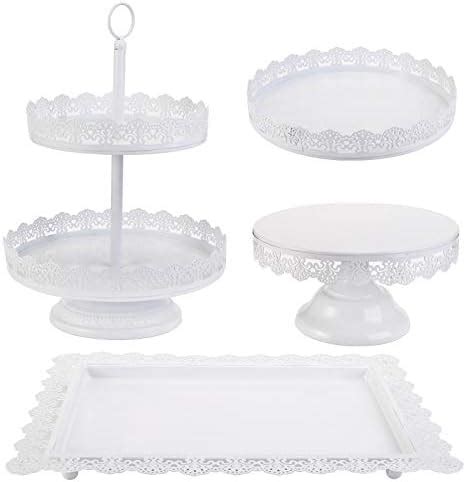 Amazon TOPZEA Set Of 4 Cake Stands White Metal Dessert Treat