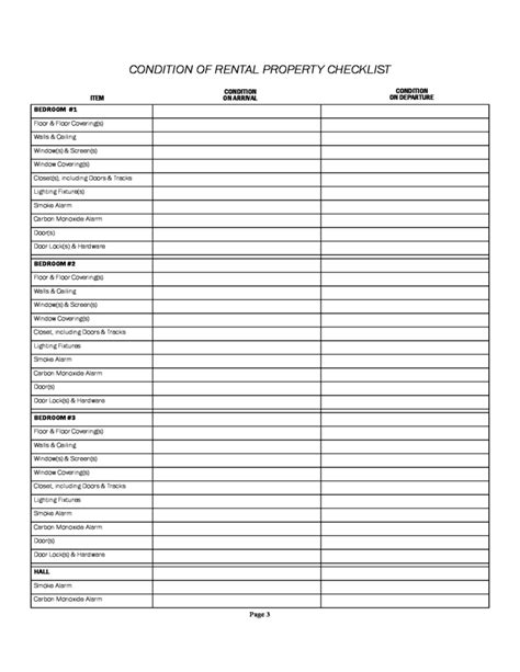 Condition Of Rental Property Checklist Free Download