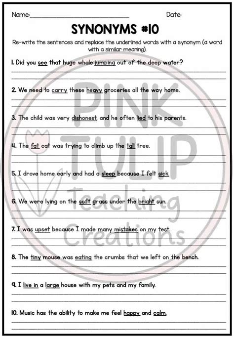 Synonyms Worksheet Pack No Prep Printables With Answers, 41% OFF