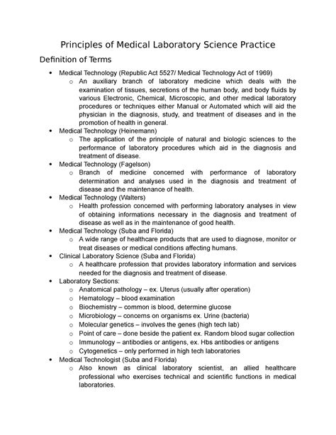 Principles Of Medical Laboratory Science Practice Medical Technology