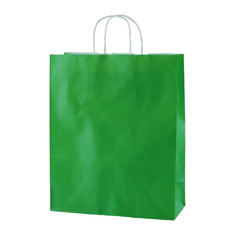 Green Twist Handle Paper Carrier Bags In Large Edition