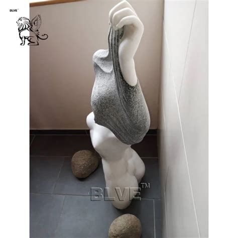 Blve Hand Carved Natural Stone Undressing Girl Sculpture Sexy Naked