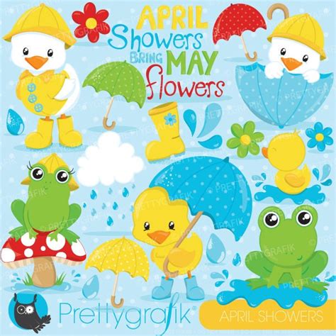 April Showers Clipart Commercial Use Duck and Frog Vector - Etsy